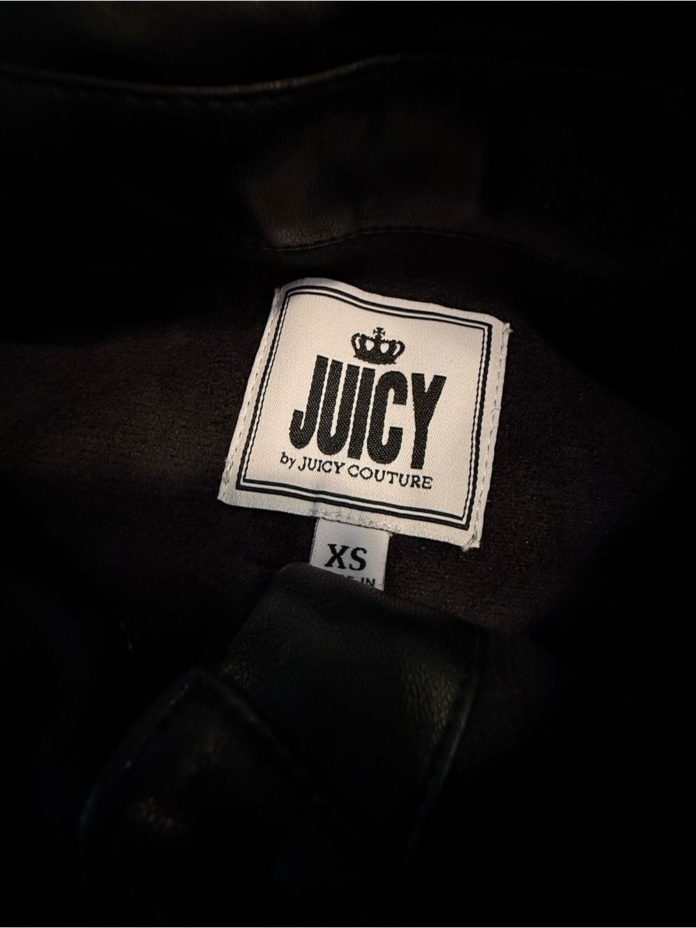 Black faux leather shacket fleece lining quiet luxury biker goth grunge XS - Picture 5 of 12